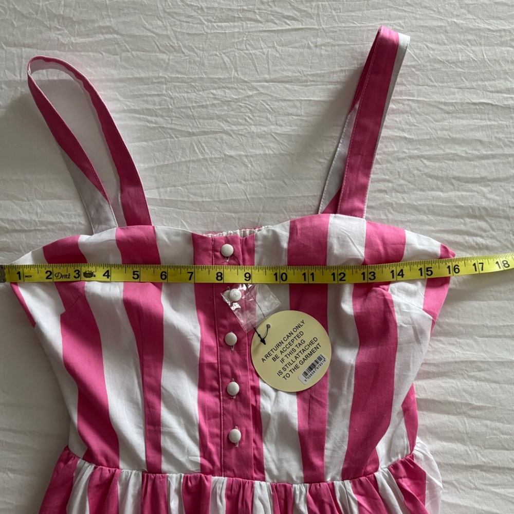 NWT! Lindy Bop Corinna Dress Pink/White Stripe XS - Picture 7 of 9